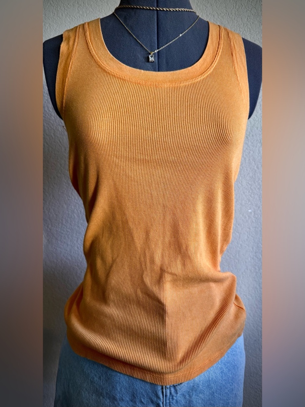 Aerie Orange Ribbed Tank Top S